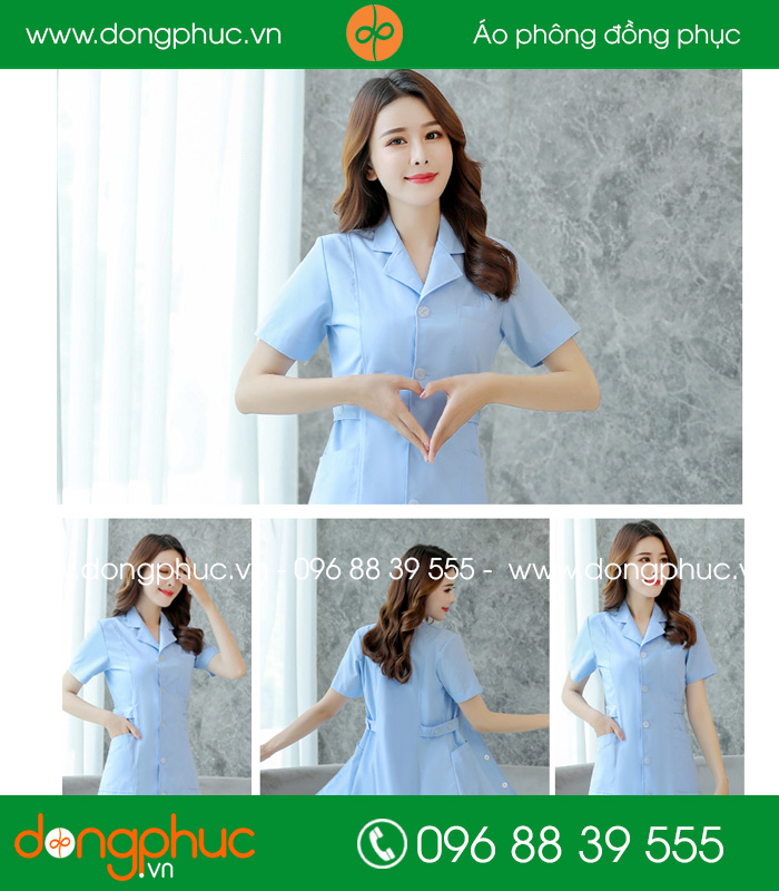 Áo blouse đồng phục y tá - Bác sĩ màu xanh lơ